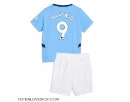 Manchester City Erling Haaland #9 Dětské Domácí Dres 2024-25 Krátký Rukáv (+ trenýrky)