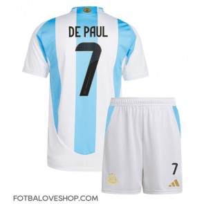 Argentina Rodrigo De Paul #7 Dětské Domácí Dres Copa America 2024 Krátký Rukáv (+ trenýrky)