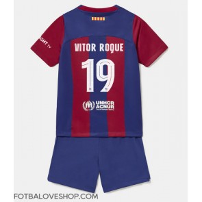 Barcelona Vitor Roque #19 Dětské Domácí Dres 2023-24 Krátký Rukáv (+ trenýrky)