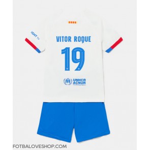 Barcelona Vitor Roque #19 Dětské Venkovní Dres 2023-24 Krátký Rukáv (+ trenýrky)
