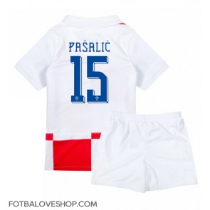 Chorvatsko Mario Pasalic #15 Dětské Domácí Dres ME 2024 Krátký Rukáv (+ trenýrky)