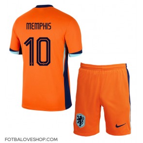 Holandsko Memphis Depay #10 Dětské Domácí Dres ME 2024 Krátký Rukáv (+ trenýrky)