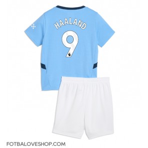 Manchester City Erling Haaland #9 Dětské Domácí Dres 2024-25 Krátký Rukáv (+ trenýrky)