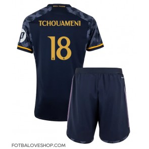 Real Madrid Aurelien Tchouameni #18 Dětské Venkovní Dres 2023-24 Krátký Rukáv (+ trenýrky)