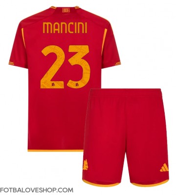 AS Roma Gianluca Mancini #23 Dětské Domácí Dres 2023-24 Krátký Rukáv (+ trenýrky)