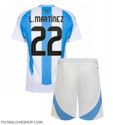 Argentina Lautaro Martinez #22 Dětské Domácí Dres Copa America 2024 Krátký Rukáv (+ trenýrky)
