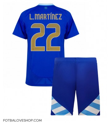 Argentina Lautaro Martinez #22 Dětské Venkovní Dres Copa America 2024 Krátký Rukáv (+ trenýrky)