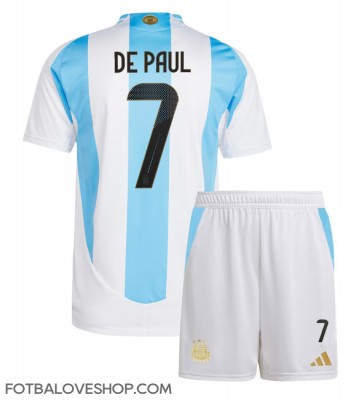 Argentina Rodrigo De Paul #7 Dětské Domácí Dres Copa America 2024 Krátký Rukáv (+ trenýrky)