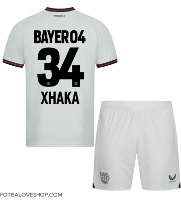 Bayer Leverkusen Granit Xhaka #34 Dětské Venkovní Dres 2023-24 Krátký Rukáv (+ trenýrky)