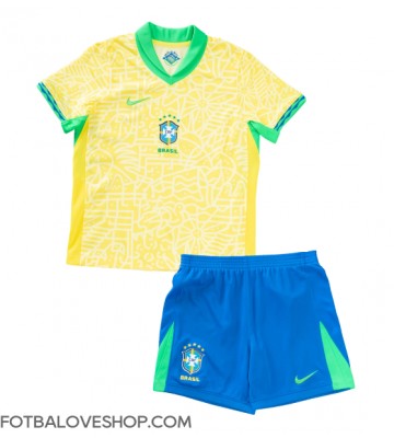 Brazílie Dětské Domácí Dres Copa America 2024 Krátký Rukáv (+ trenýrky)