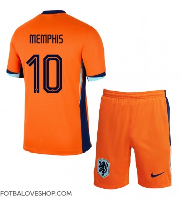 Holandsko Memphis Depay #10 Dětské Domácí Dres ME 2024 Krátký Rukáv (+ trenýrky)