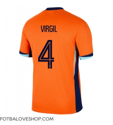 Holandsko Virgil van Dijk #4 Domácí Dres ME 2024 Krátký Rukáv