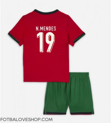 Portugalsko Nuno Mendes #19 Dětské Domácí Dres ME 2024 Krátký Rukáv (+ trenýrky)